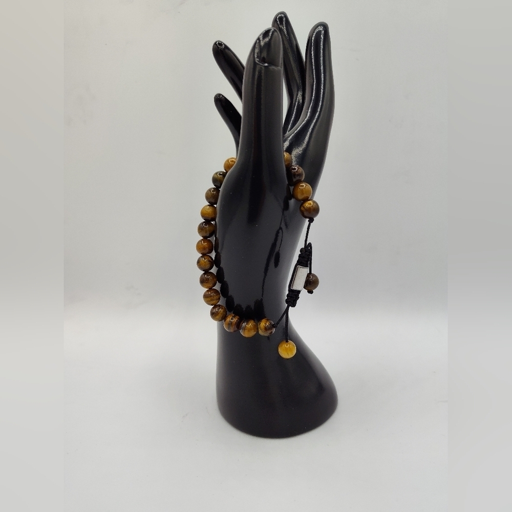 Tiger Eye Unisex Adjustable Beaded Bracelet NWOT